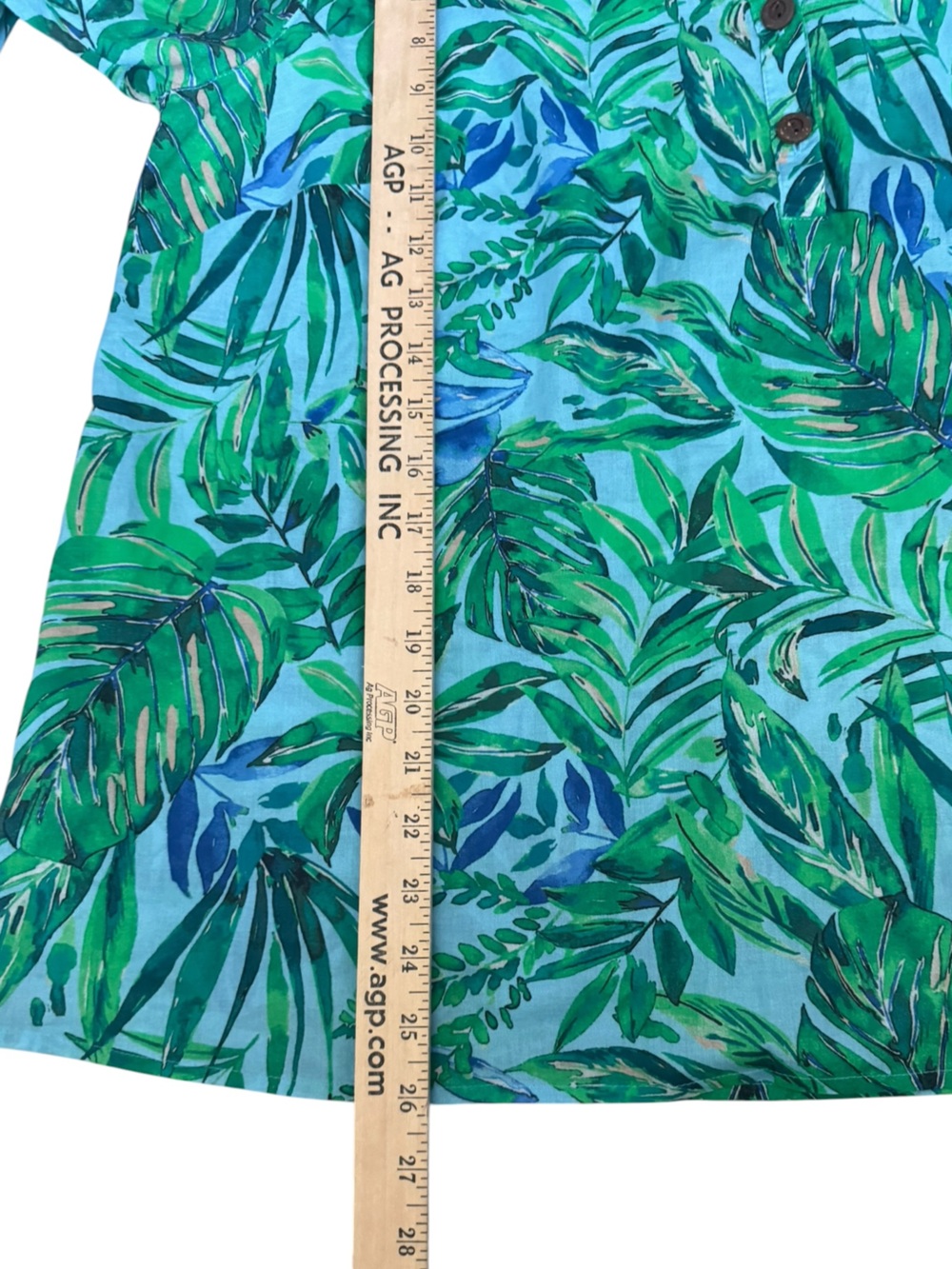 J.Jill XL Tropical Leaf Print Cotton Tunic Top Aqua Green Resort Coastal - Picture 4 of 8